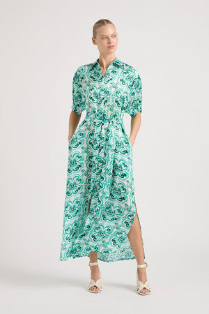 STEVIE EMERALD SILK DRESS