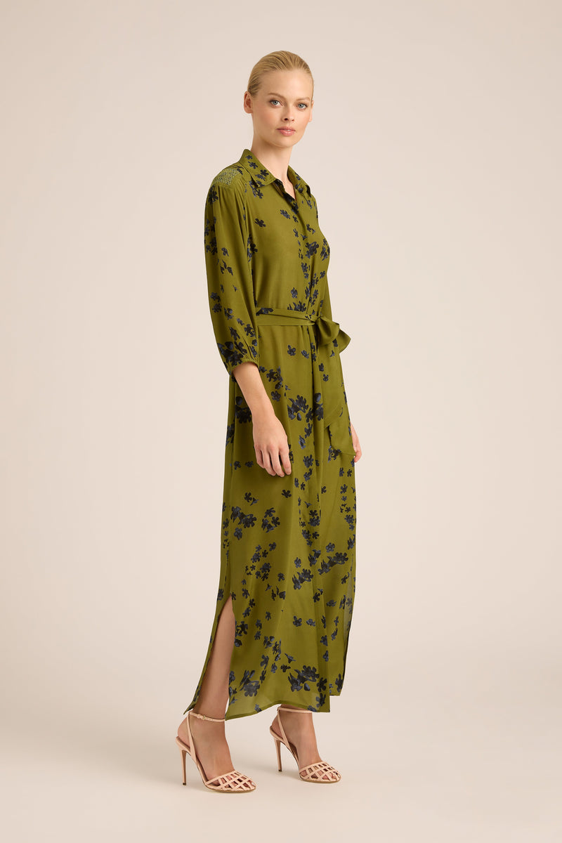 STEVIE FALL HARPER OLIVE COTTON DRESS