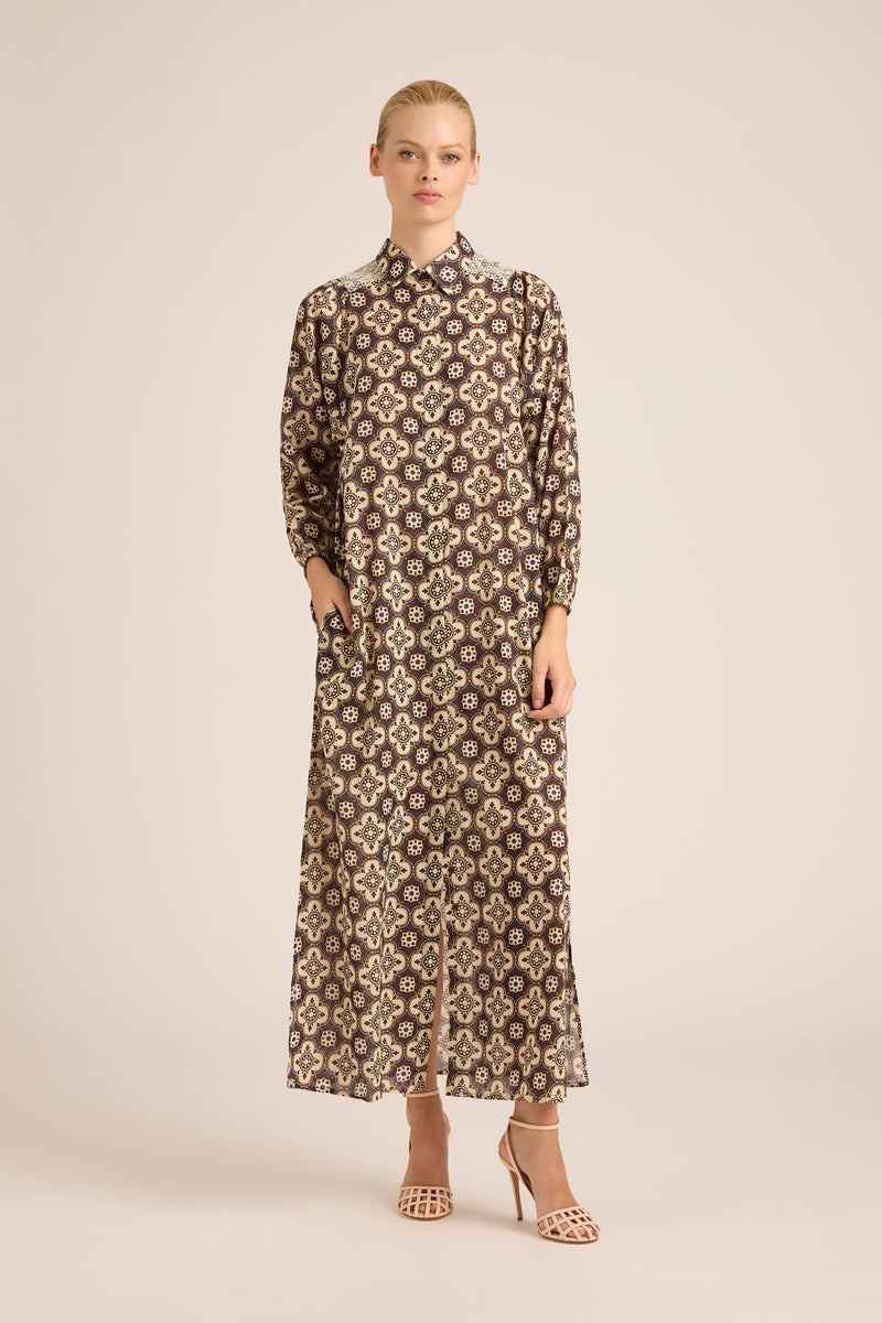 STEVIE FALL STARBUST LATTE COTTON DRESS