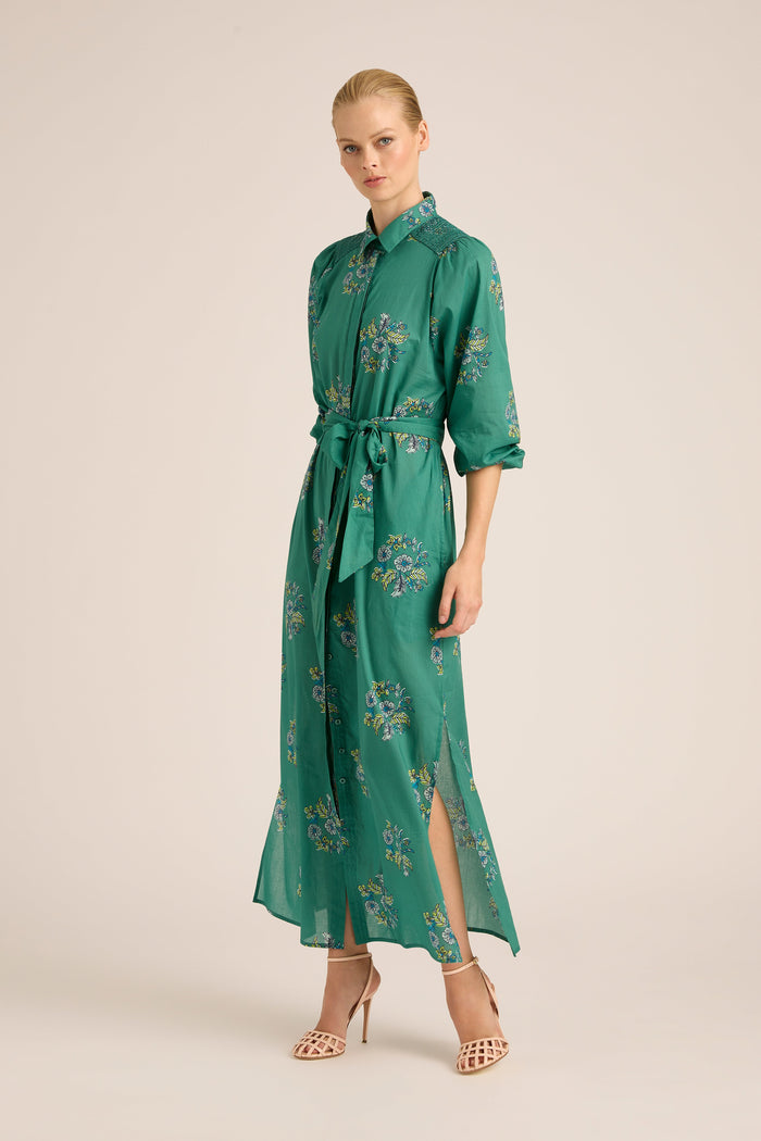 cotton dresses online australia Libas Blue Printed Cotton Fit and Flare Dress