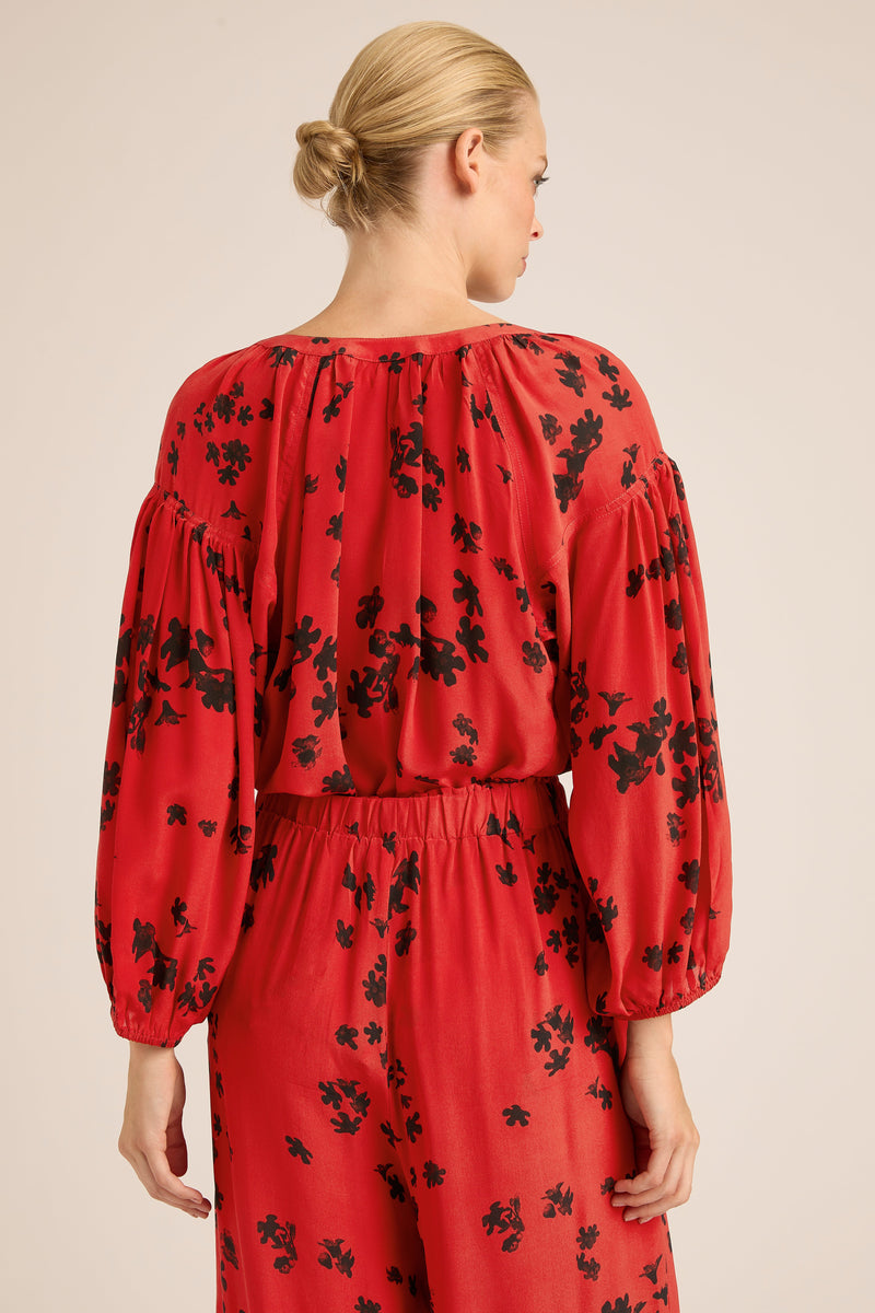 TWENTY HARPER ROMA RED SILK CREPE SHIRT