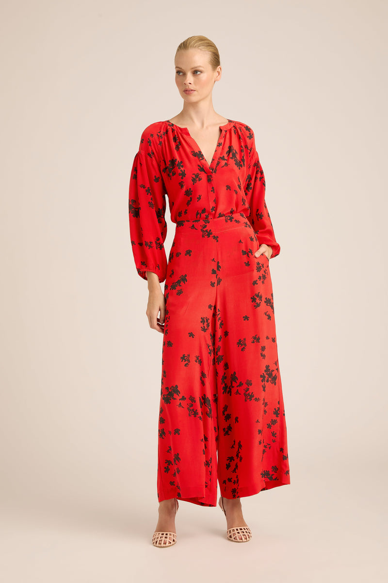 TWENTY HARPER ROMA RED SILK CREPE SHIRT