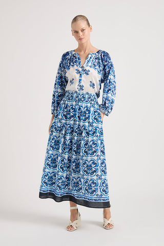 MARY COTTON EMBROIDERED ORIENT DRESS