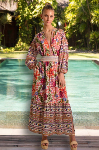 NORMAN SILK LOTUS LOTUS MAXI